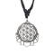 Necklace black pendant silver flower of life