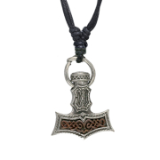 Halskette schwarz Anh&auml;nger silber Hammer