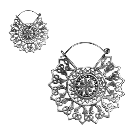 Boucles doreilles argent soleil avec fleur