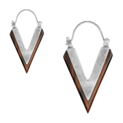 Earring silver V with Narra wood