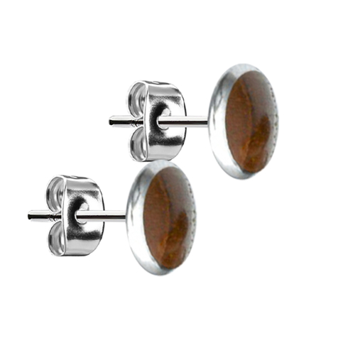 Ohrstecker silber Teller Teakholz