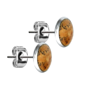 Stud earrings silver plate tamarind wood