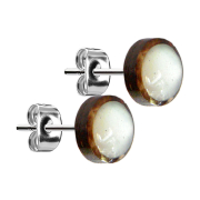 Stud earrings silver plate coconut wood with...