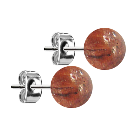 Boucles doreilles argent boule en bois mandarin