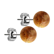 Stud earrings silver ball made of tamarind wood