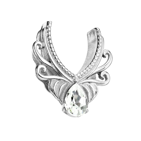 Saddle silver filigree flowers and crystal drops