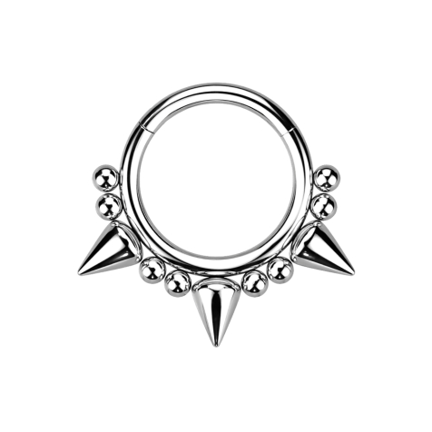 Micro Segmentring klappbar silber drei Cones und acht Kugeln