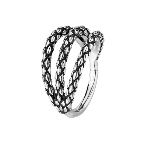 Anello a micro segmenti con cerniera in argento a tre anelli in pelle di lucertola