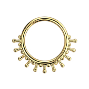 Micro segment ring hinged gold-plated eleven ball on rod