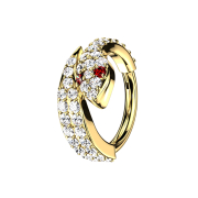 Micro segment ring hinged gold-plated snake with crystals