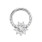 Micro anneau segment pliable argent front cristaux argent et fleur