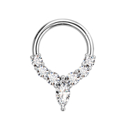 Micro anneau segment pliable argent six cristaux argent...