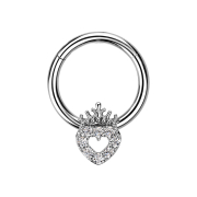 Micro Segmentring klappbar silber Herz mit Kristallen...