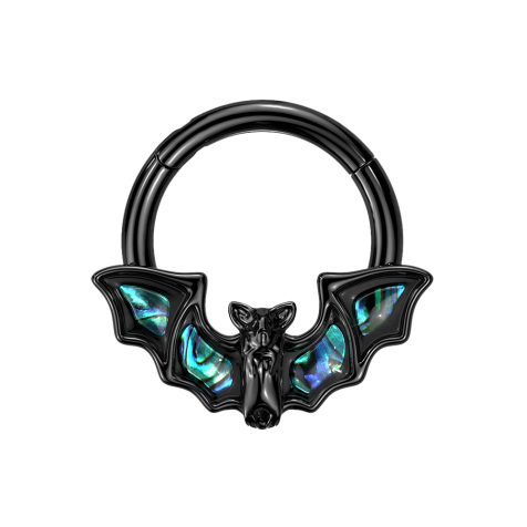 Micro anneau segment pliable noir chauve-souris avec ormeau