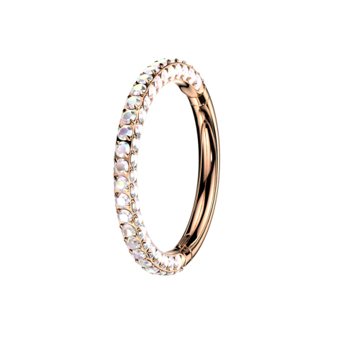 Micro Segmentring klappbar rosegold front und seitlich Kristalle multicolor
