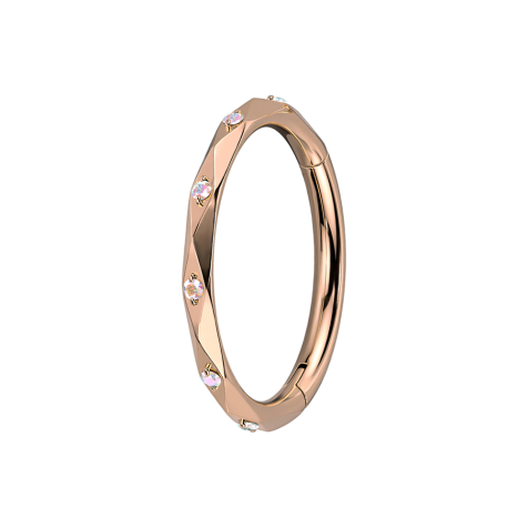 Micro Segmentring klappbar rosegold facettiert mit Kristallen multicolor