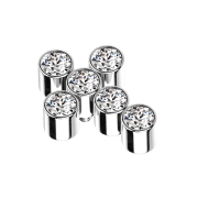 Silver Dermal Anchor with a Cross and Six Silver Crystals