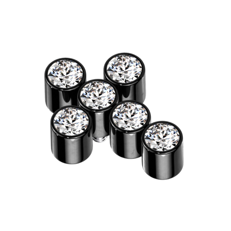 Ancoraggio cutaneo nero croce sei cristalli argento