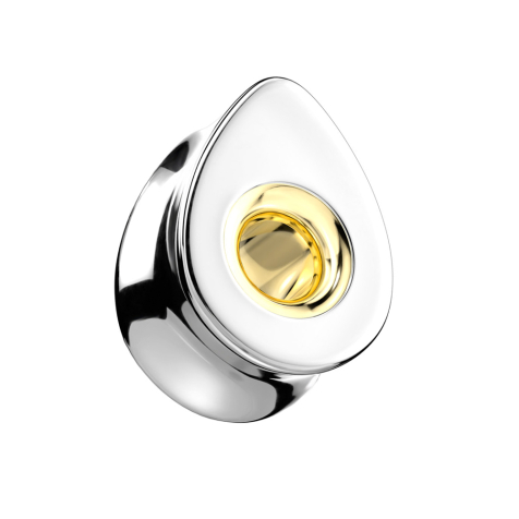 Flared tunnel silver drops with golden inner part