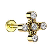 Micro labret internal thread gold-plated square eight...