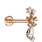 Micro labret filo interno oro rosa fiore quattro...