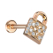 Micro Labret femelle or rose serrure avec cristaux argentés