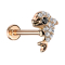 Micro Labret femelle doré dauphin avec cristaux argentés