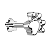 Micro threadless labret flower silver paw