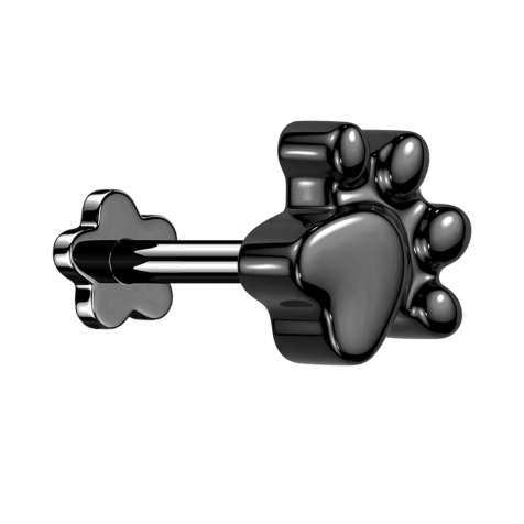 Micro Threadless Labret Blume schwarz Pfote
