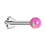 Micro Threadless Labret Blume silber Opal pink