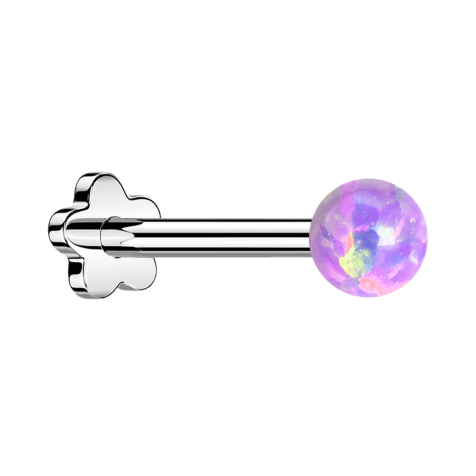 Micro Threadless Labret Blume silber Opal violett