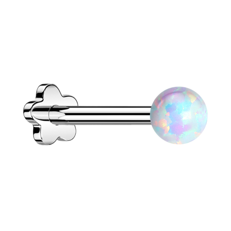 Micro Threadless Labret Blume silber Opal weiss