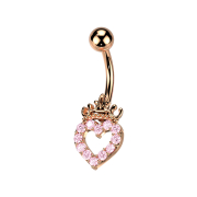Banana rose gold with ball heart and crown crystals pink