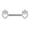 Barbell silver heart and crown crystals silver