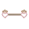 Barbell rosegold Herz und Krone Kristalle pink