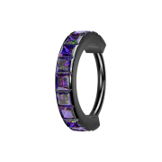 Micro segment ring hinged black sideways square crystals...