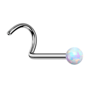 Threadless Nasenstecker gebogen silber Opal weiss