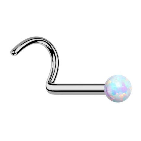 Boucle doreille sans tige courbée argent opale blanche