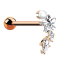 Micro barbell rose gold pearl crystal star and two crystal drops