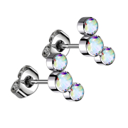 Boucles doreilles sans tige argent trois cristaux...