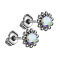 Threadless stud earrings silver ball flower crystal multicolor