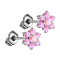 Orecchini a bottone senza filetto argento fiore opale rosa