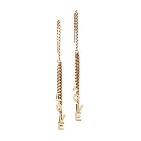 Boucles doreilles or rose chaîne chute libre arbre lettre Love