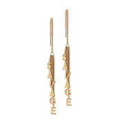 Stud earrings rose gold free-falling chain letter tree...