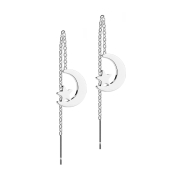 Stud earrings silver free-falling moon and star