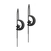 Boucles doreilles noires lune et étoile en chute...