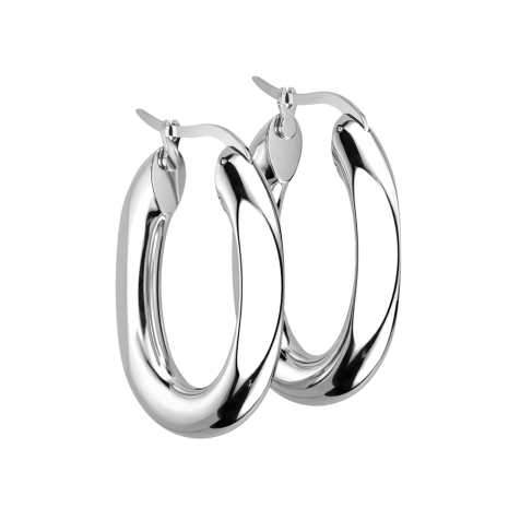 Ohrring silber Oval Kanten gebrochen