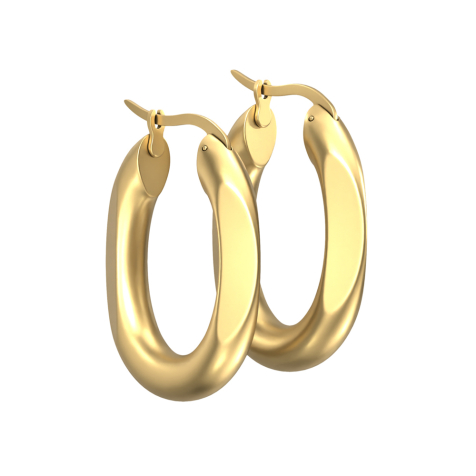Earring gold-plated matt oval Broken edges