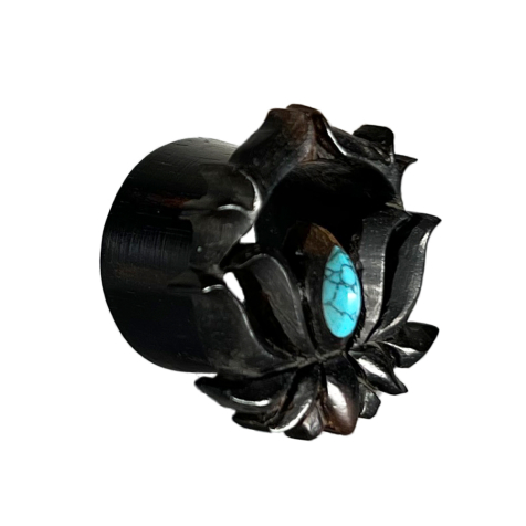 Flared Tunnel Ethnische Kunst mit Türkis Stein aus Arang Holz