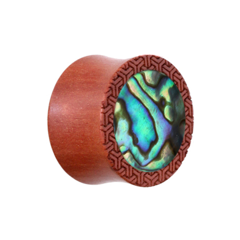 Flared plug pattern rim with abalone inlay made of Sawo wood